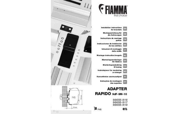 Adattatore Fiamma F45 Per Rapido Serie 9dF-9M-10 450 Cm 1 Adattatore Fiamma F45 Per Rapido Serie 9dF-9M-10 450 Cm