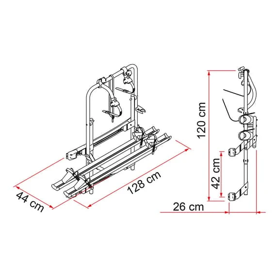 Portabiciclette Fiamma 200 DJ Sprinter/Crafter Per 2 Biciclette Grigio Argentato Nero Rosso 2 Portabiciclette Fiamma 200 DJ Sprinter/Crafter Per 2 Biciclette Grigio Argentato Nero Rosso - immagine 2