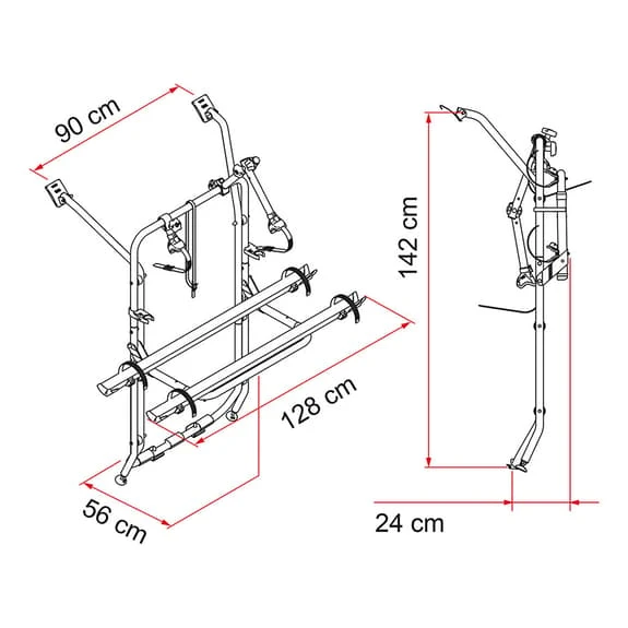 Portabiciclette Fiamma Volkswagen T5 Per 2/4 Biciclette Grigio Argentato Rosso 2 Portabiciclette Fiamma Volkswagen T5 Per 2/4 Biciclette Grigio Argentato Rosso - immagine 2
