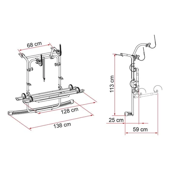 Portabiciclette Fiamma Volkswagen Caddy Per 2/4 Biciclette Grigio Argentato Nero Rosso 2 Portabiciclette Fiamma Volkswagen Caddy Per 2/4 Biciclette Grigio Argentato Nero Rosso - immagine 2